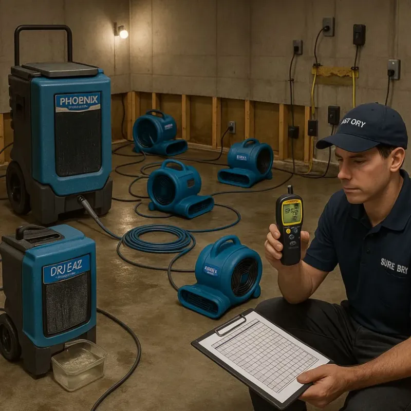 Structural Drying and Dehumidification process in Grissom Air Force Base, IN